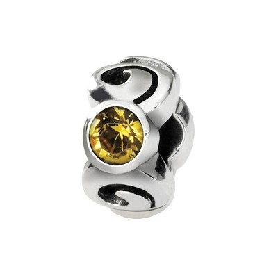 Black Bow Jewelry Sterling Silver November Crystal Birthstone, 3-Stone Bead Charm