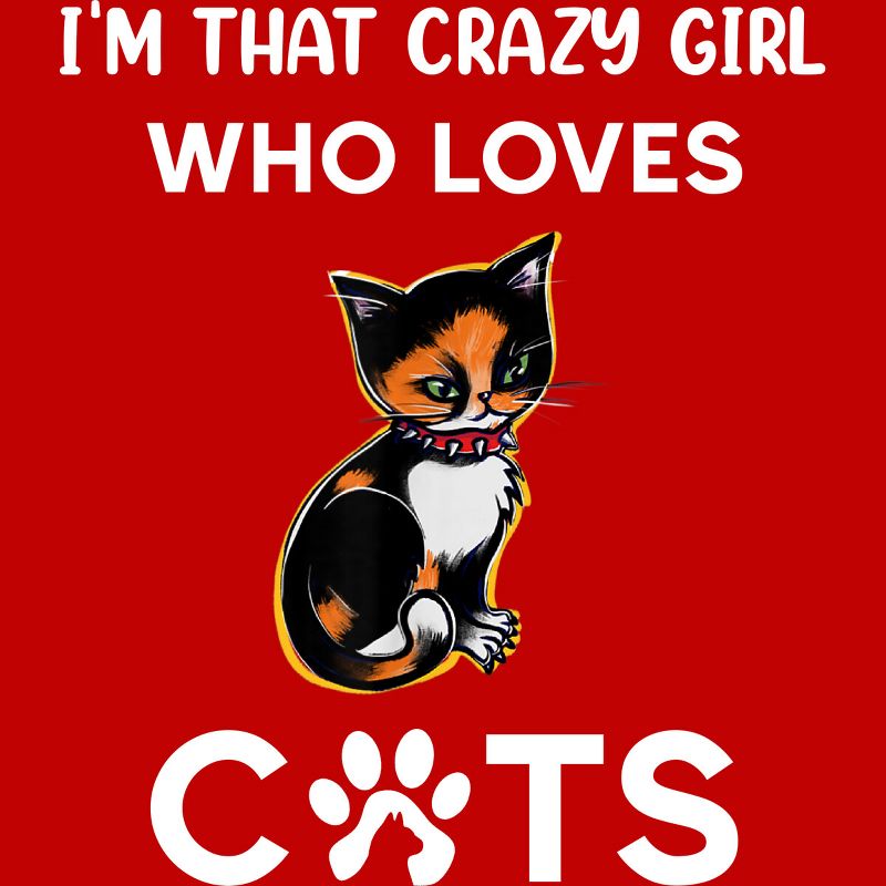 Men's Design By Humans I'm That Crazy Girl Who Loves Cats Cartoon By MeowShop T-Shirt, 2 of 3