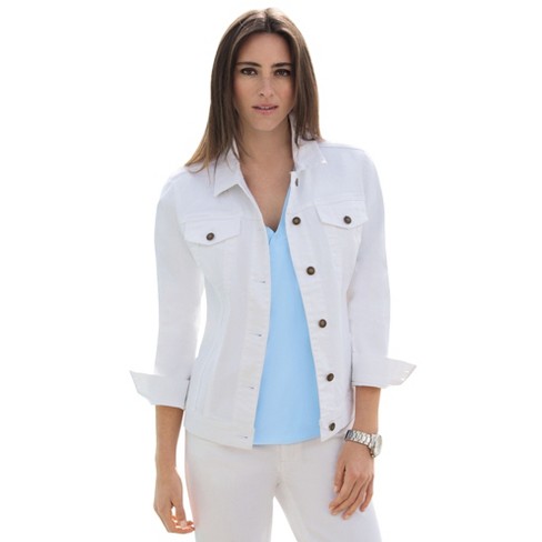 Women's plus size hot sale white denim jacket