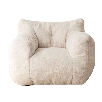 MAXYOYO Faux-Shearling Bean Bag Chair, Boucle Tufted Bean Bag Couch, Living Room Bean Bag Lazy Sofa for Adults Kids, Beige