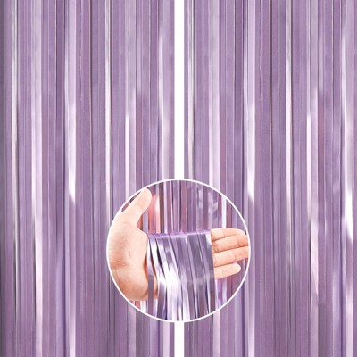 PartyWoo Fringe Curtain Purple Foil Light Metallic 3.3x6.6 Feet 2 pcs