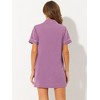 cheibear Women's Notched Collar Button Down Pajama Shirt Dress with Pocket - 3 of 4