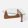 PAKASEPT Triangle Glass Coffee Table with Solid Wood Base, 50" Glass-Top Coffee Table, Modern End Table - 3 of 4