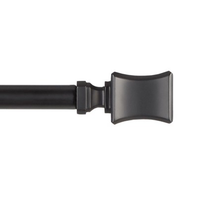 Matte Black Adjustable Curtain Rod with Resin Finials