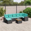 vidaXL 8 Piece Patio Sofa Set with Cushions Black Poly Rattan - 2 of 4