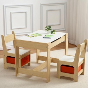 Kids Table and Chair Set, 4 in 1 Activity Table with Storage, Removable Top, Blackboard, Toddler Table and 2 Chairs - 1 of 4