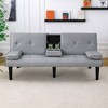 TUYOHW 67-inch PVCFolding Sofa Bed,Convertible Loveseat with Built-in Cup Holder for Small Space Apartment,500lbs Weight Capacity - 3 of 4