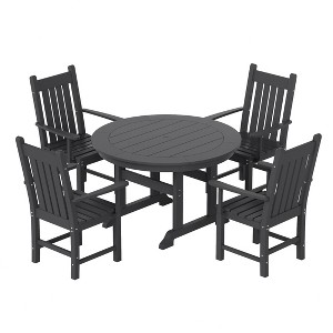 WestinTrends 5 Piece Outdoor Patio Dining Set Outdoor Round Table and Armchair Set - 1 of 2