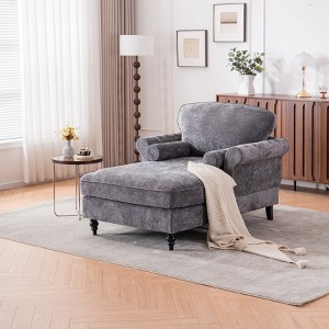 KWPZQEB Chaise Lounge Chair Indoor, 60" Oversized Sleeper Chair with Wood Frame & Wide Seat, Upholstered Sofa Bed for Living Room, Bedroom - 1 of 4