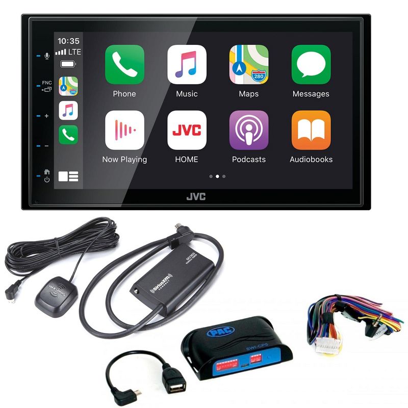 JVC KW-M560BT Digital Media Receiver 6.8" Touch Panel Compatible With Apple CarPlay & Android Auto with SXV300v1 Satellite Radio Tuner and SWI-CP5 ..., 1 of 11