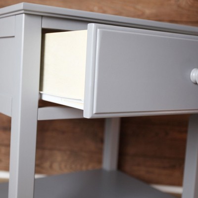 Gray Pine 1-Drawer Nightstand with Shelf