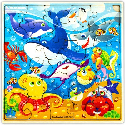 QUOKKA 28 Pieces Wooden Puzzles for Kids 3 4 5 Years Old