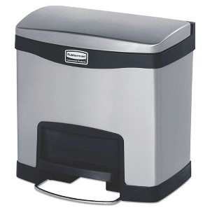 Rubbermaid Commercial Slim Jim Stainless Steel Step-On Container, Front Step Style, 4 gal, Stainless Steel, Black - 1 of 1