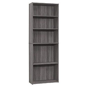 Monarch Specialties Bookshelf Bookcase 6 Tier 72InchH Office Bedroom Laminate Grey Transitional - 1 of 4