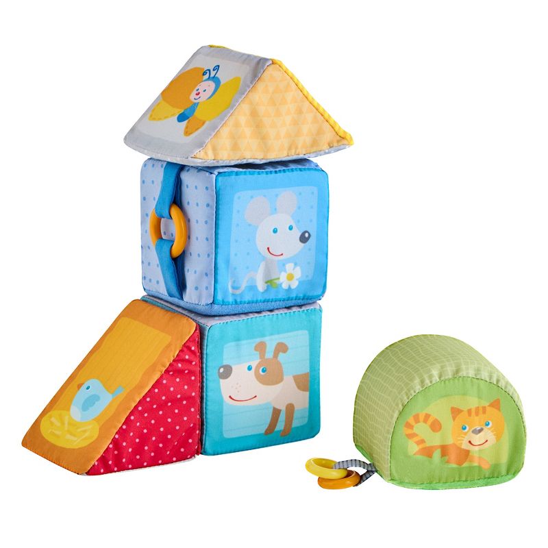 HABA Animal Discovery Cubes - 5 Soft Baby Blocks in Geometric Shapes, 4 of 8