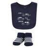 Hudson Baby Unisex Baby Cotton Bib and Sock Set, Cars, One Size - 4 of 4