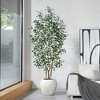 Dr.Planzen 8ft Artificial Ficus Tree with 18in White Planter, Tall Faux Ficus Trees with Real Wood Branches for Indoor and Outdoor Home Decor - 3 of 4