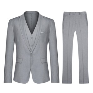 Cloudstyle Mens 3-Piece Suit Notched Lapel One Button Slim Fit Formal Jacket Vest Pants Set - 1 of 4