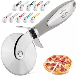 Zulay Kitchen Large Pizza Cutter Wheel - Premium Stainless Steel Pizza Slicer Easy To Clean & Cut Pizza Wheel Super Sharp Non-Slip Handle - Gray
