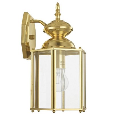 Elegant Polished Brass Lantern Sconce with Clear Beveled Glass