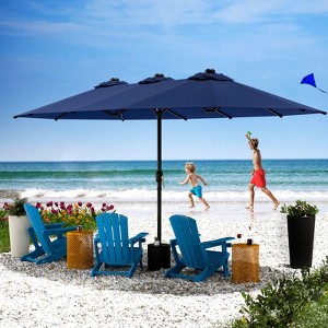 Maggift 15ft Large Patio Umbrella, Twin Umbrella Outdoor Patio, Double-Sided Rectangle Market Umbrella for Pool Lawn Garden, Brown, 181.1" - 1 of 4