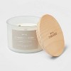 Milky White Glass Woodwick Candle with Wood Lid and Stamped Logo Coconut and Honey - Threshold™ - image 3 of 3