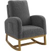 Modern Upholstered Rocking Chair, Oversized Glider Rocking Chair with High Backrest, Rubberwood Leg, Side Pockets, Accent Armchair - 2 of 4