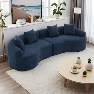 110" Chenille Compression Curved Sectional Sofa with 4 Pillows - 1 of 4