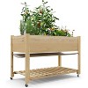 Orieon 48x24x30in Raised Garden Bed Mobile Wood Planter Box w/ Wheels & Shelf Outdoor - 2 of 4
