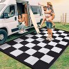 Outdoor Rug Modern Checkered Plaid Rug Waterproof Reversible Plastic Straw Rug for Patio Camping RV Balcony Backyard - 2 of 4