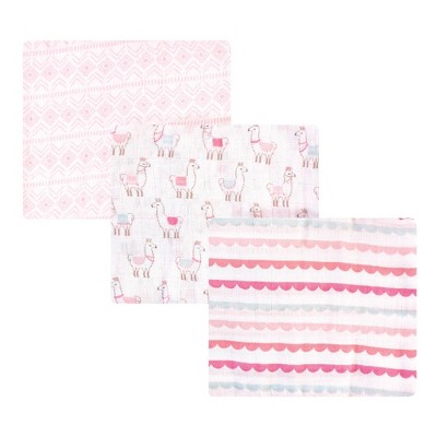 Hudson Baby Infant Girl Cotton Muslin Swaddle Blankets, Llama, One Size