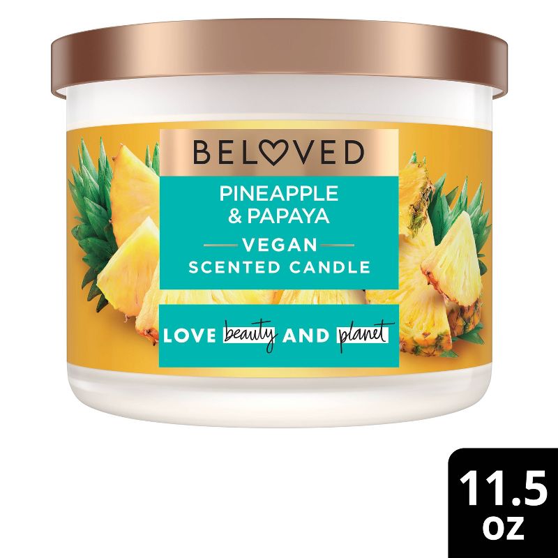 Beloved Pineapple &#38; Papaya 2-Wick Vegan Candle - 11.5oz, 1 of 11