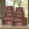 Zero Twist Cotton Solid and Floral Jacquard 12 Piece Bathroom Towel Set by Blue Nile Mills - 2 of 4