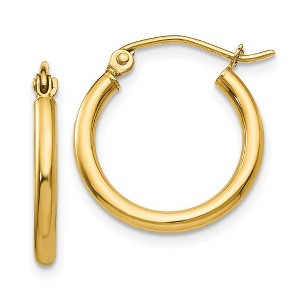 Black Bow Jewelry 2mm x 17mm 14k Yellow Gold Classic Round Hoop Earrings - 1 of 4