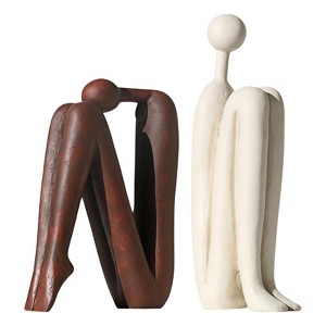 Itopfox Resin Thinker Bookends Pair Modern Abstract Decorative Book Ends for Heavy Books Office Shelf Decor Waterproof 2 Piece - 1 of 4