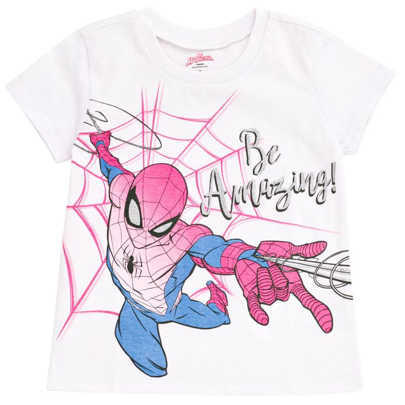 Marvel Spider-Man Girls T-Shirt Skirt and Scrunchie 3 Piece Outfit Set Toddler to Big Kid, 3 of 8