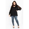 Women's Plus Size Fleur 2 Piece Decorative Flower Neck Tie Top - black | CITY CHIC - image 2 of 4