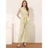 Allegra K Women's Button Down Collared Wide Leg Tie-Waist Sleeveless Cargo Jumpsuits - 2 of 4