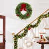 24 Inch Large Outdoor Christmas Wreath with Berries Velvet Bow, Winter Artificial Cypress Wreath for Indoor Window Wall Fireplace Holiday Decor - 2 of 4