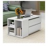 Convertible Wooden Extandable LED Coffee Table with 4 Storage Drawers & Open Shelves For Living Room White - 4 of 4