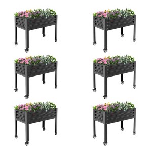 Anybear Galvanized Raised Garden Bed with Legs,48x24x35" Elevated Planter Box on Wheels with Drainage Holes, 600lb Capacity - 1 of 4
