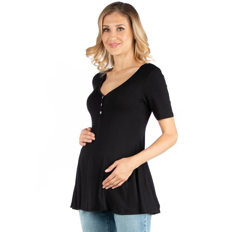 24seven Comfort Apparel Womens Elbow Sleeve Maternity Tunic Top, 2 of 5