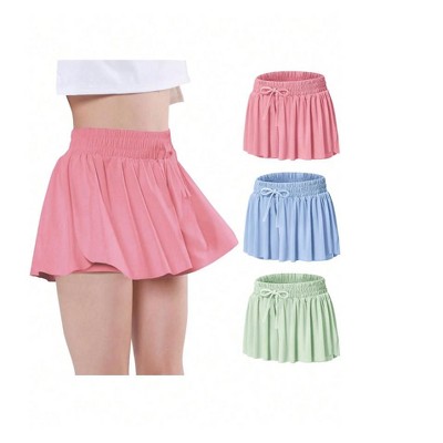 Mocamel 3 Picks Girls Butterfly Shorts Elegant Sport Tennis Cheerleading Skirt Shorts Quick Dry and Medium Elastic Dance Running Sport Costume