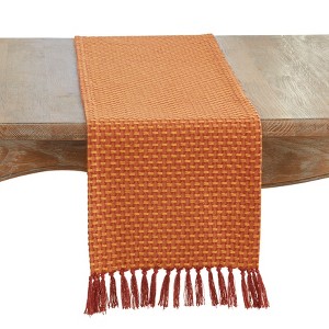 Saro Lifestyle Recycled Woven Table Runner, 13"x72", Orange - 1 of 3