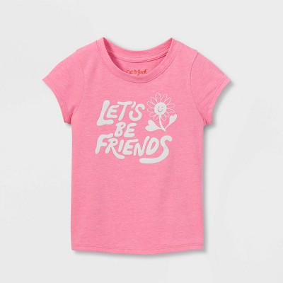 Toddler Girls' Let's Be Friends Short Sleeve T-Shirt - Cat & Jack™ Pink 3T