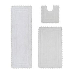 Lilly Crochet Collection 100% Cotton Tufted Reversible 3-Piece Bath Rug Set – Super Absorbent, Machine Washable Bathroom Mats with Crochet Pattern - 1 of 4