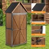 Outdoor Storage Cabinet Wood & Metal, Tall Tool Shed with Weatherproof, Double Lockable Doors, Removable 3 Shelves for Patio, Garden, Backyard, Lawn - 4 of 4