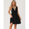 cheibear Women's Sleeveless with Pockets V Neck Lace Trim Lounge Casual Outfits Dresss - 2 of 4