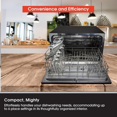 Magic Chef Black Energy Star Countertop Portable Dishwasher