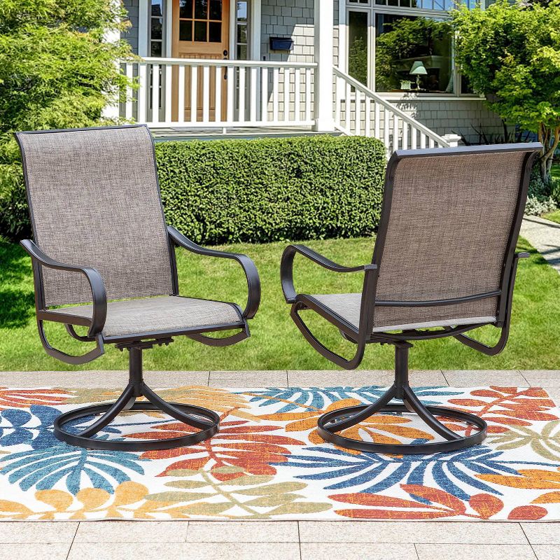3pc Patio Dining Set with Square Steel Table &#38; 360 Swivel Arm Chairs - Captiva Designs, 5 of 10